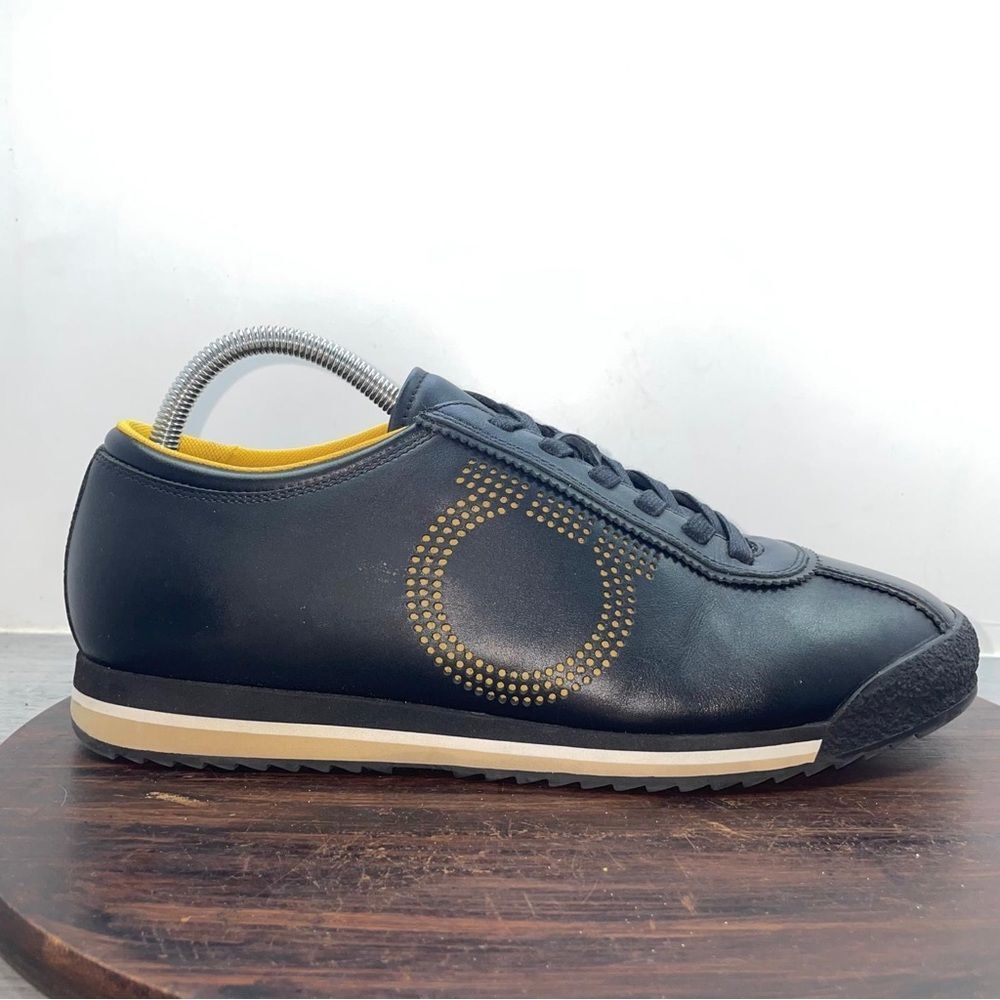 SALVATORE FERRAGAMO Spring Men's 8.5 Black Leather Sneaker Shoes Designer